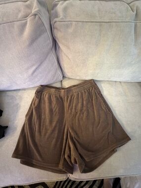 SKIMS Brown Plush Athletic Lounge Shorts